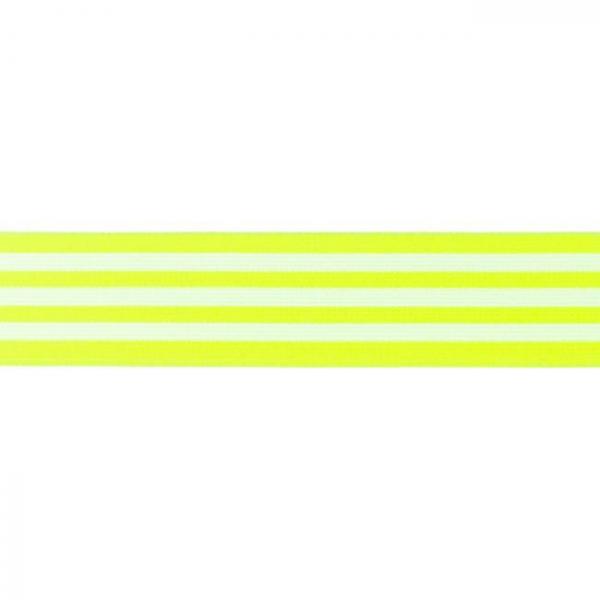 Gummiband Streifen Neon Gelb-Weiß Breite 4 cm